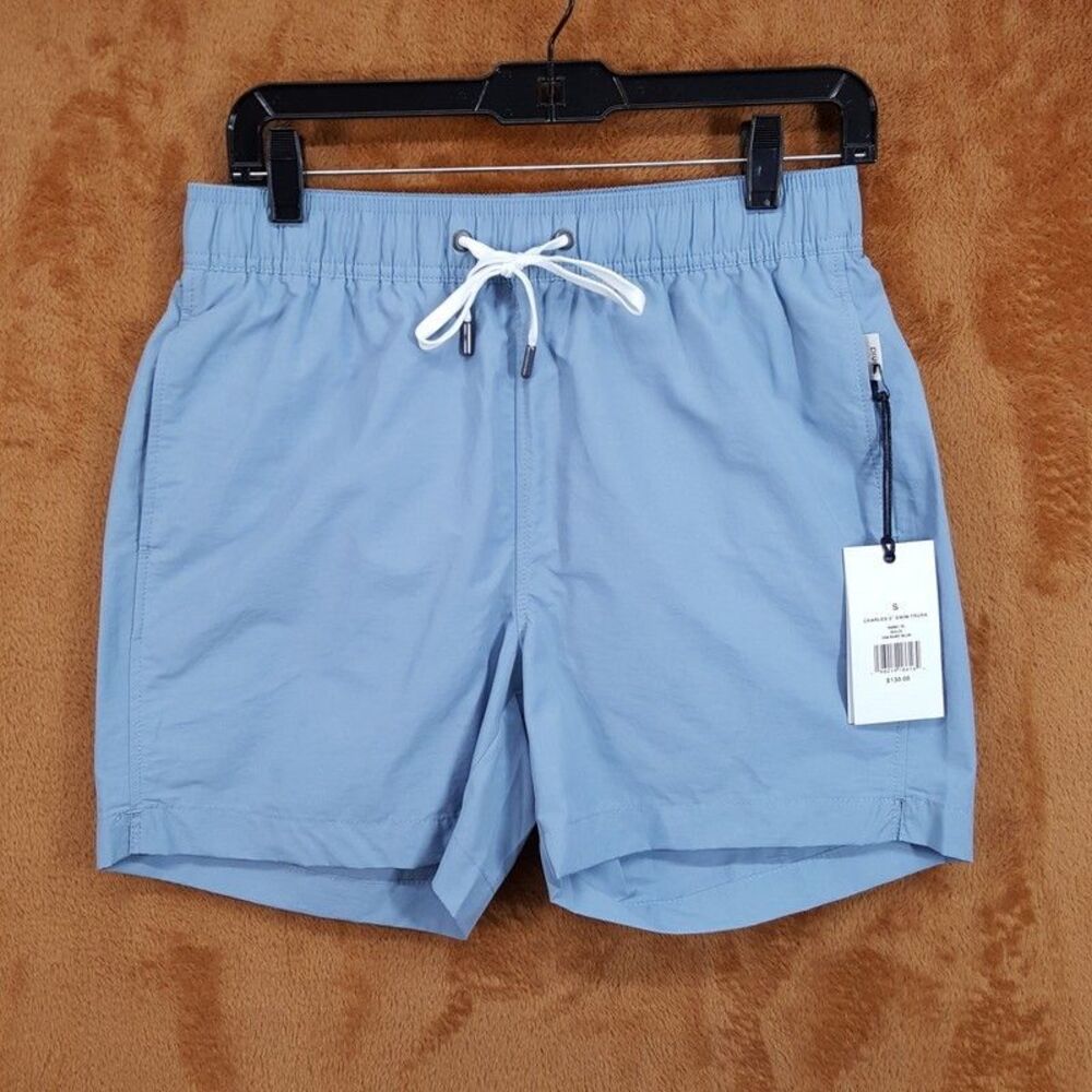ONIA Swim Trunks Mens Small Baby Blue Drawstring Shorts CHARLES 5" $130